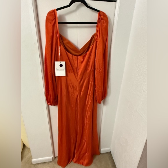NWT Mac Duggal 68335 Bishop Sleeve Sweetheart Neck Orange Dress - SZ 16 - READ - Picture 5 of 7